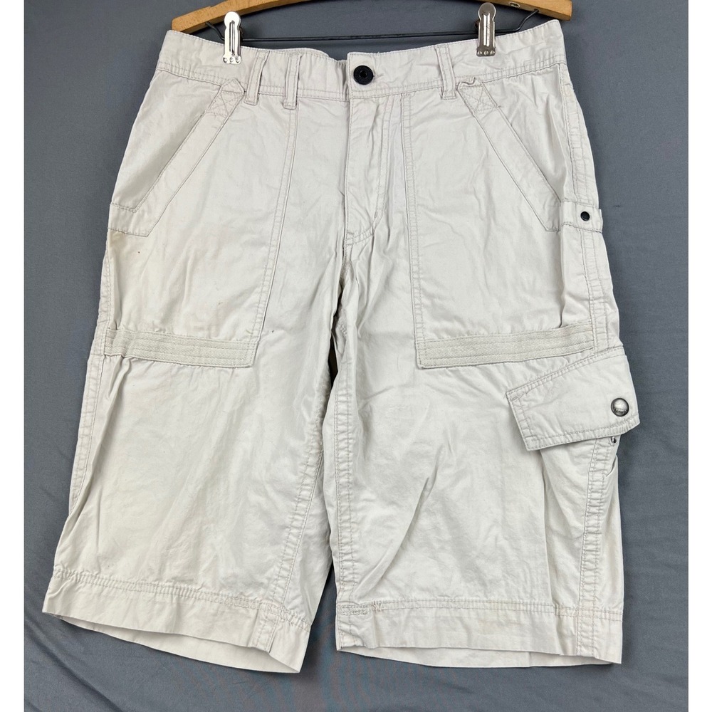 Express Cargo Shorts Mens 32 Beige Fair Cotton Multi Pocket Utility Casual 3406